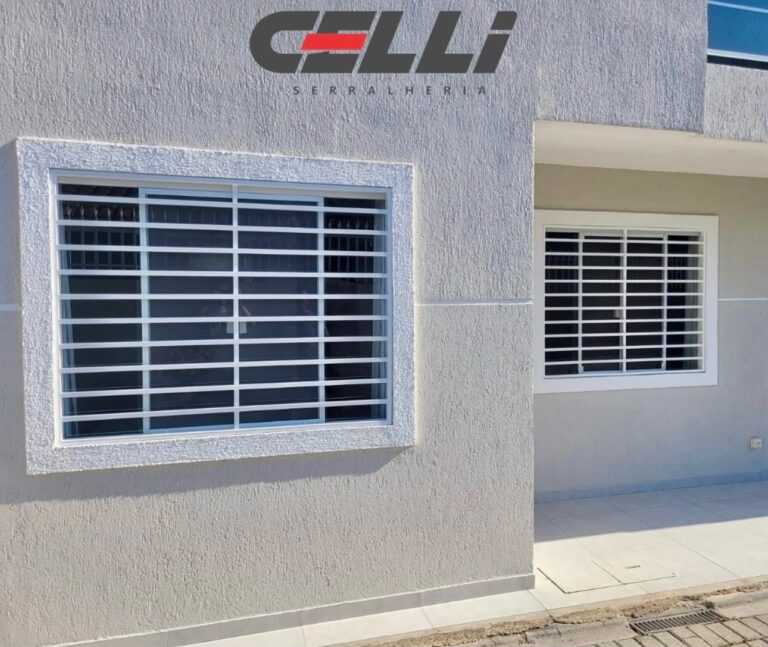 Grade de proteção modelo brise com barras horizontais